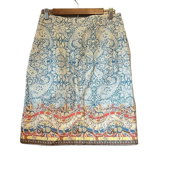 Lands' End Paisley Print Button Front A-Line Skirt Colorful Size 4‎ - Picture 4 of 4